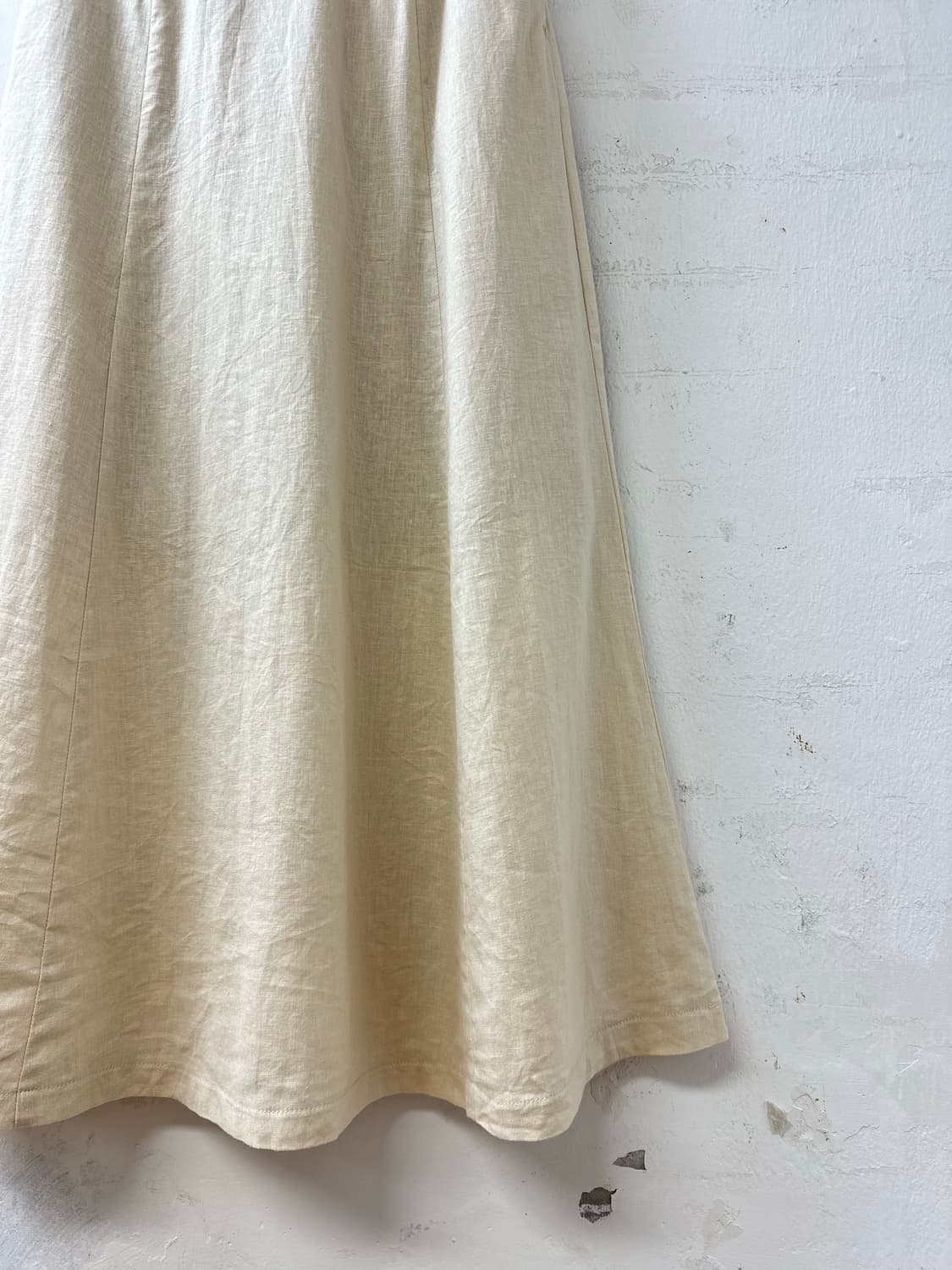 일본빈티지 린넨 혼방 플레어 밴딩 롱 스커트 상품이미지2