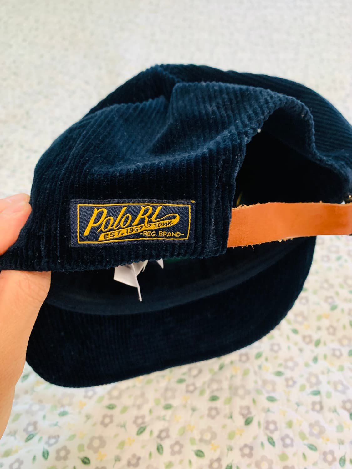 [FREE] 폴로 랄프로렌 로고 패치 코듀로이 볼 캡 네이비 상품이미지3