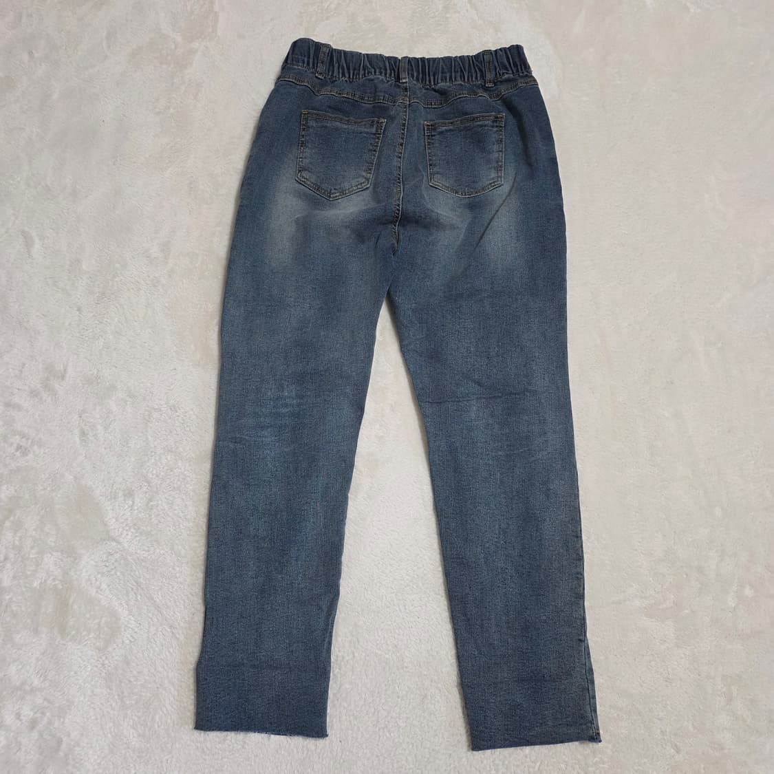 (L)여성 하우룩 밴딩 찢청 데님 팬츠 상품이미지3