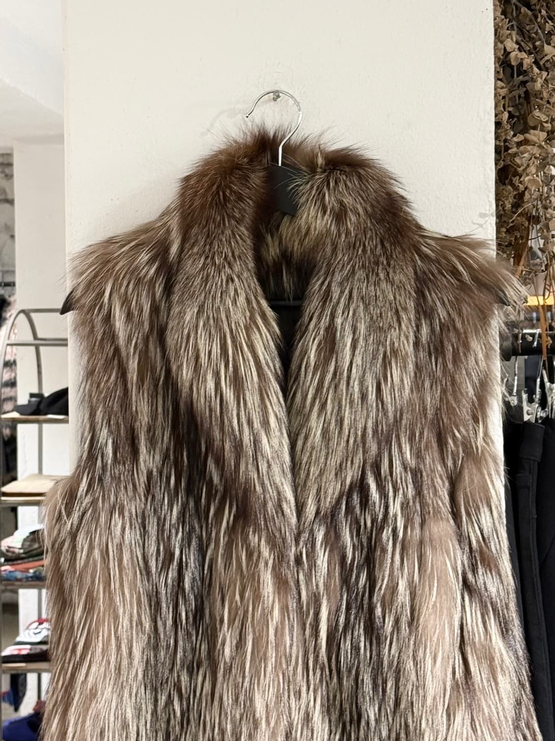 빈티지 브라운 베이지 믹스 퍼 롱 베스트 상품이미지4