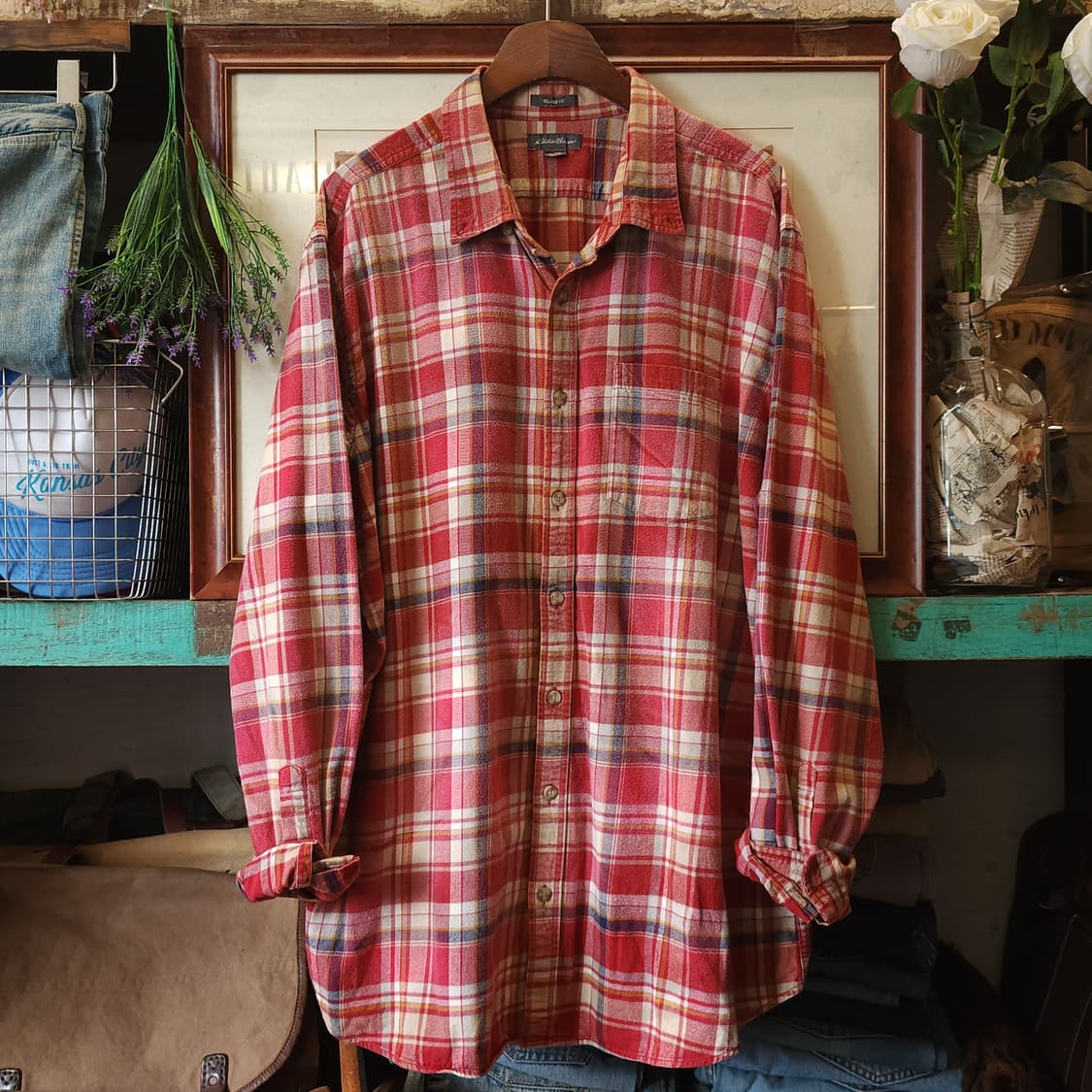 00s 에디바우어 아메리칸 빈티지 체크셔츠 플란넬 워크셔츠 썬페이딩 xl 상품이미지2