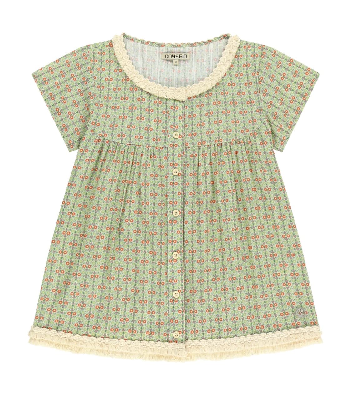 코이세이오 FRINGE SHIRRING BLOUSE LIGHT GREEN 상품이미지1
