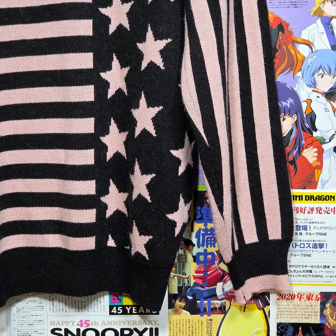 블랙 핑크 성조기 패턴 니트 상품이미지7