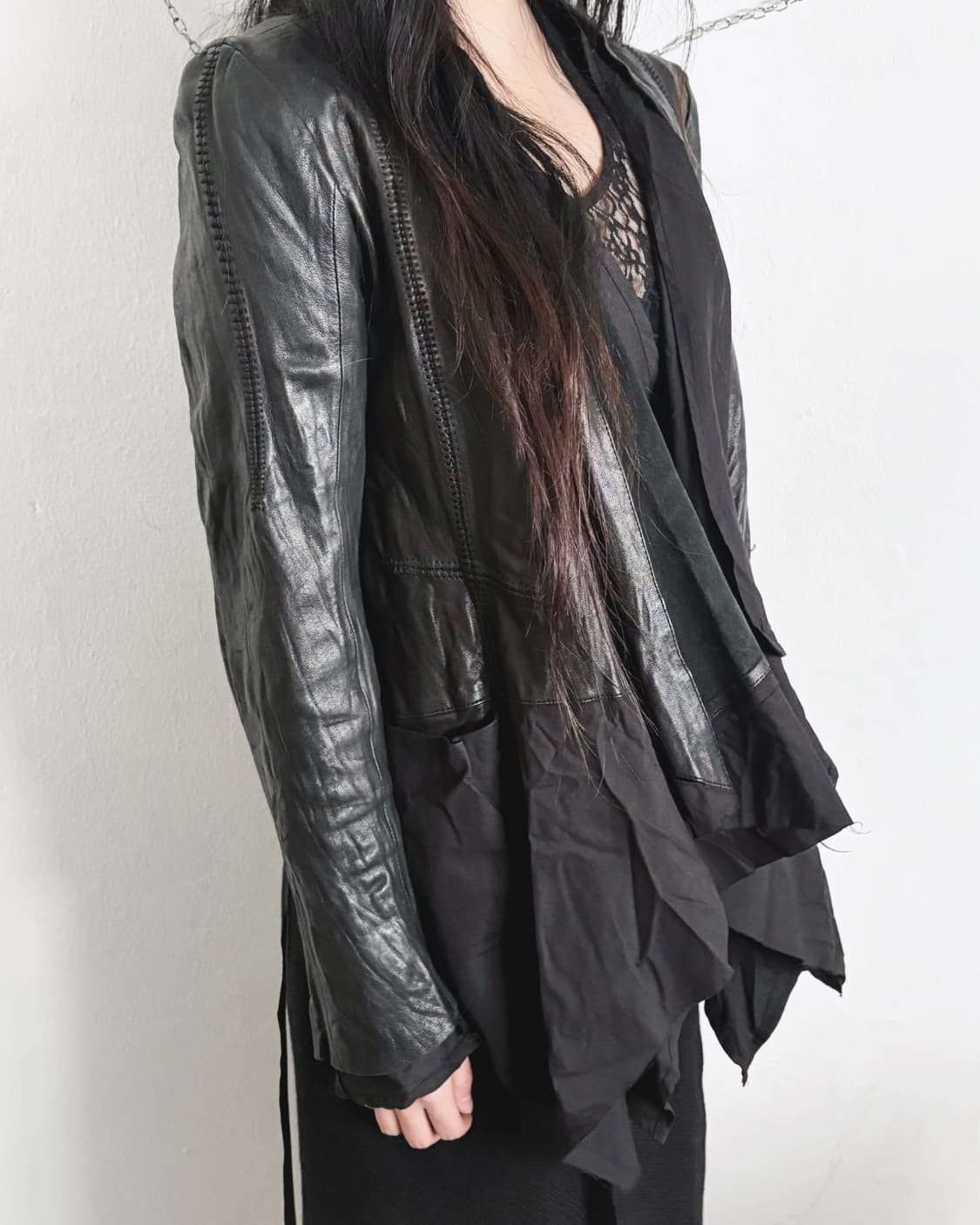 aleksandr manamis 핸드스티치 드레이프 레더자켓 상품이미지2