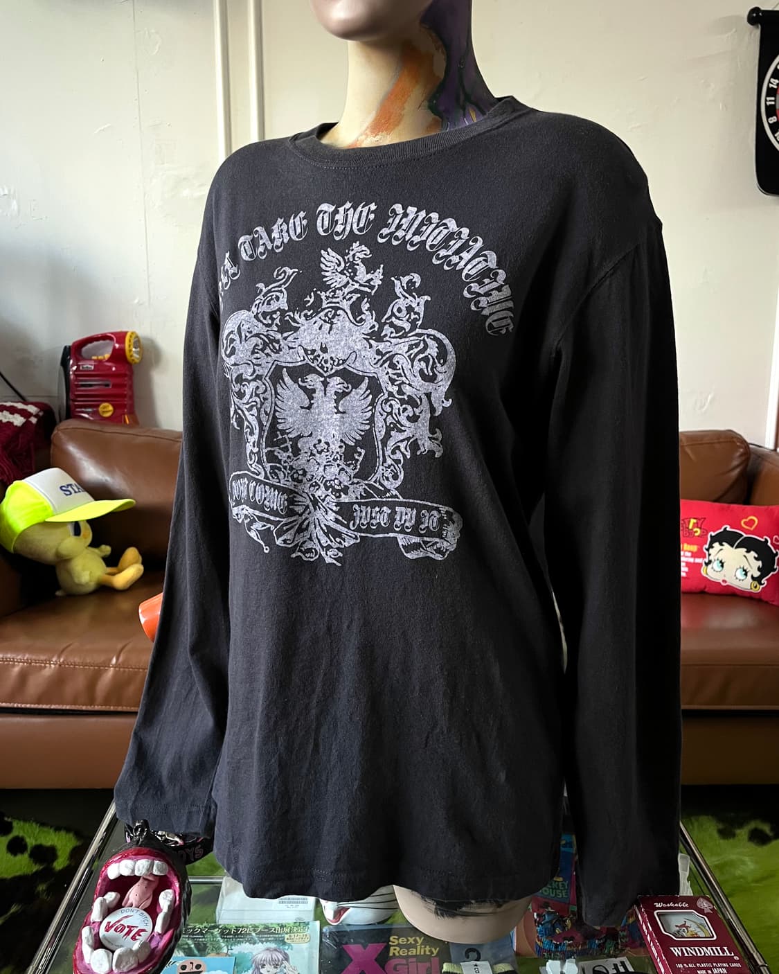 90-00s Sideway Gothic Print Long-Sleeve 상품이미지2