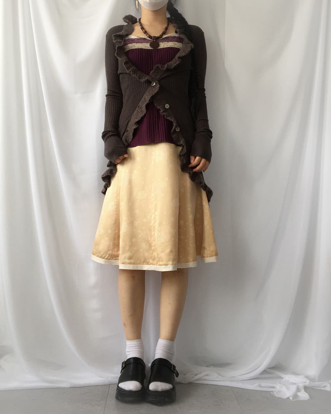 Ruffle point ribbeld woolen knit cardiga 상품이미지1