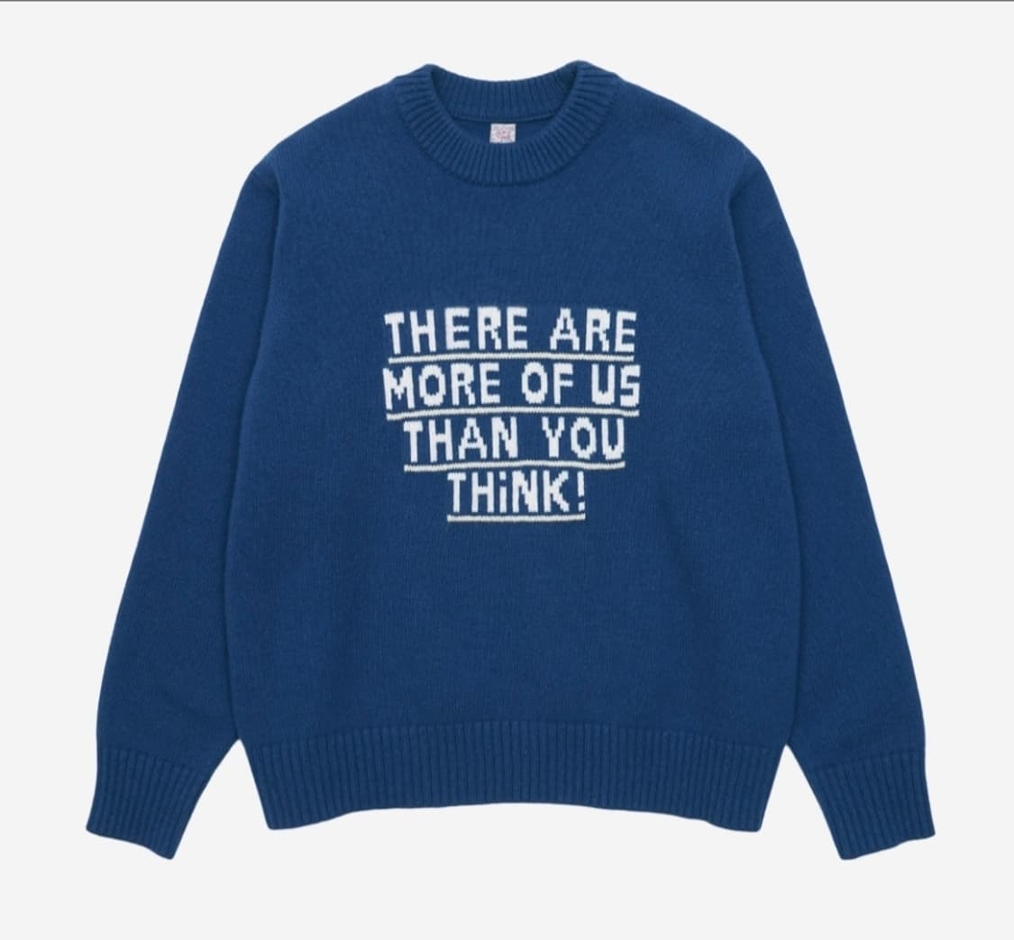 Stu 레터링 프린트 니트 블루 L 상품이미지1