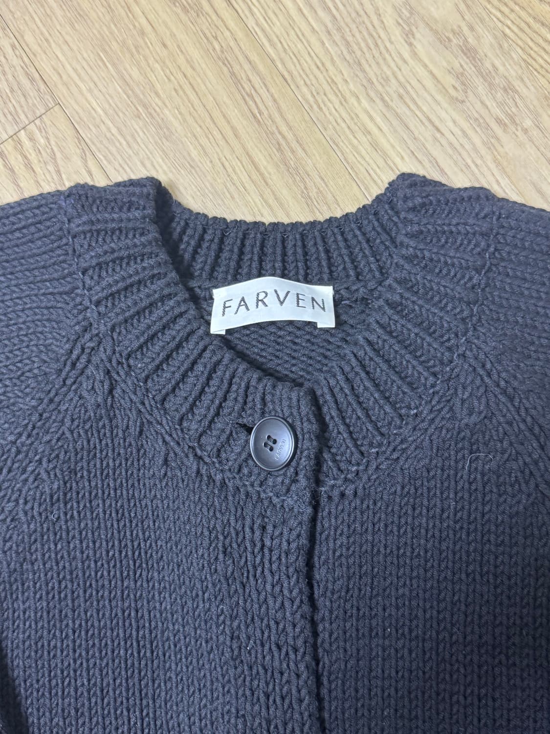 farven 파르벵 코튼 크롭 가디건 블랙 OS 상품이미지6