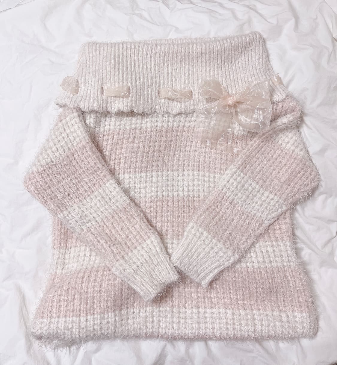 리즈리사 오프숄더 니트 리본 히메갸루 라떼갸루 로걀 상품이미지1