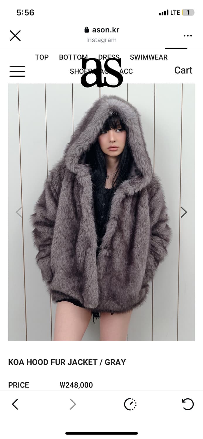 AS ON  KOA HOOD FUR JACKET / GRAY 상품이미지1
