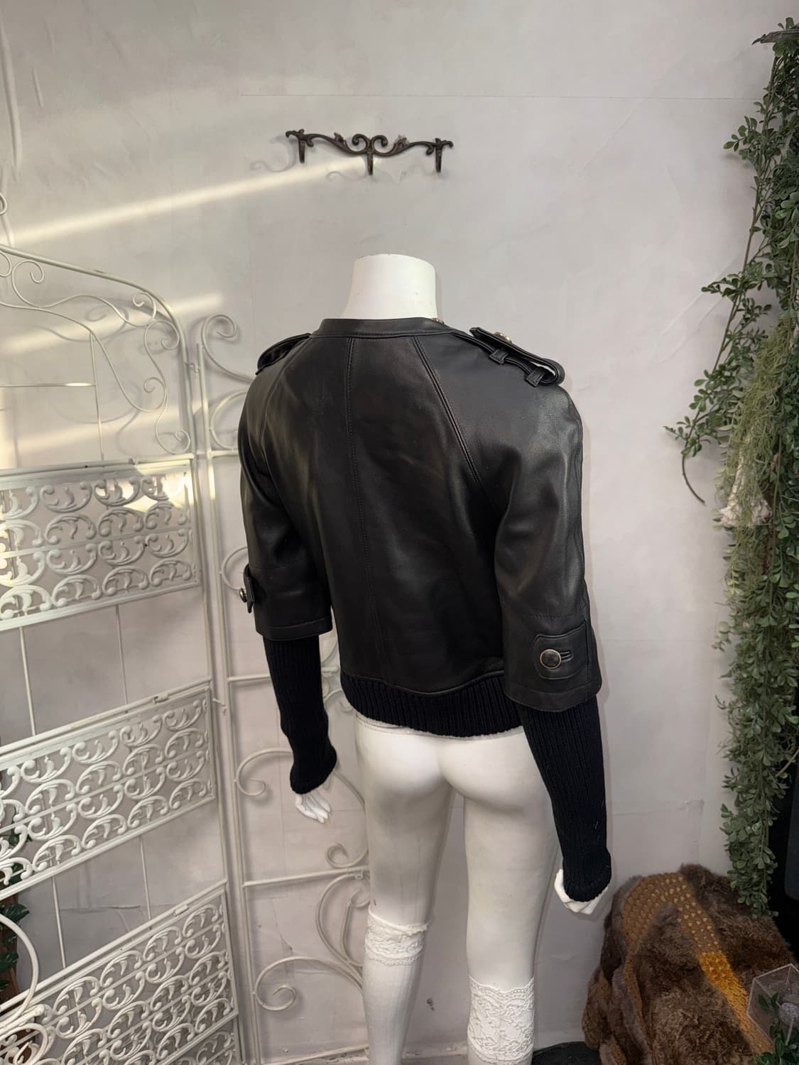 Black lamb skin warmer knit jacket  상품이미지7