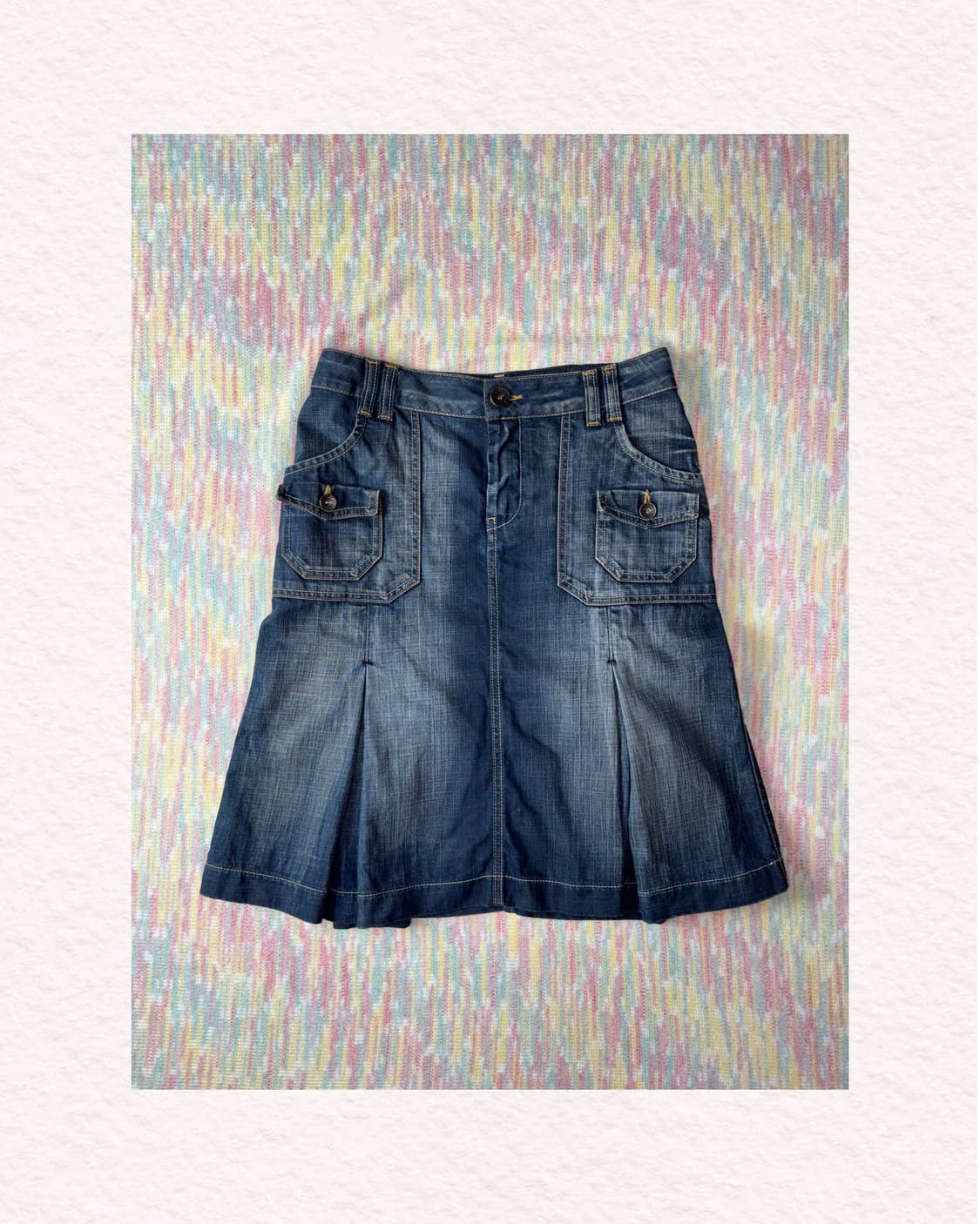 빈티지 워싱 데님 미디 스커트 상품이미지1