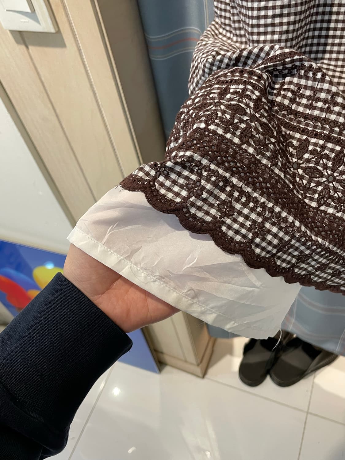 일본빈티지 체크 레이스자수 원피스 상품이미지6