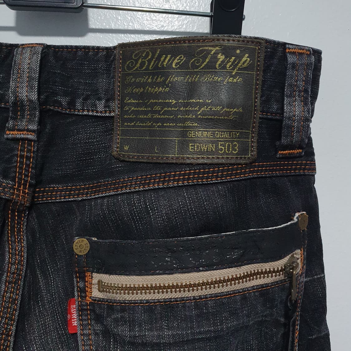 에드윈 웨스턴 흑청 데님 팬츠 Blue Trip 도밍고 세미 플레어 진 상품이미지9