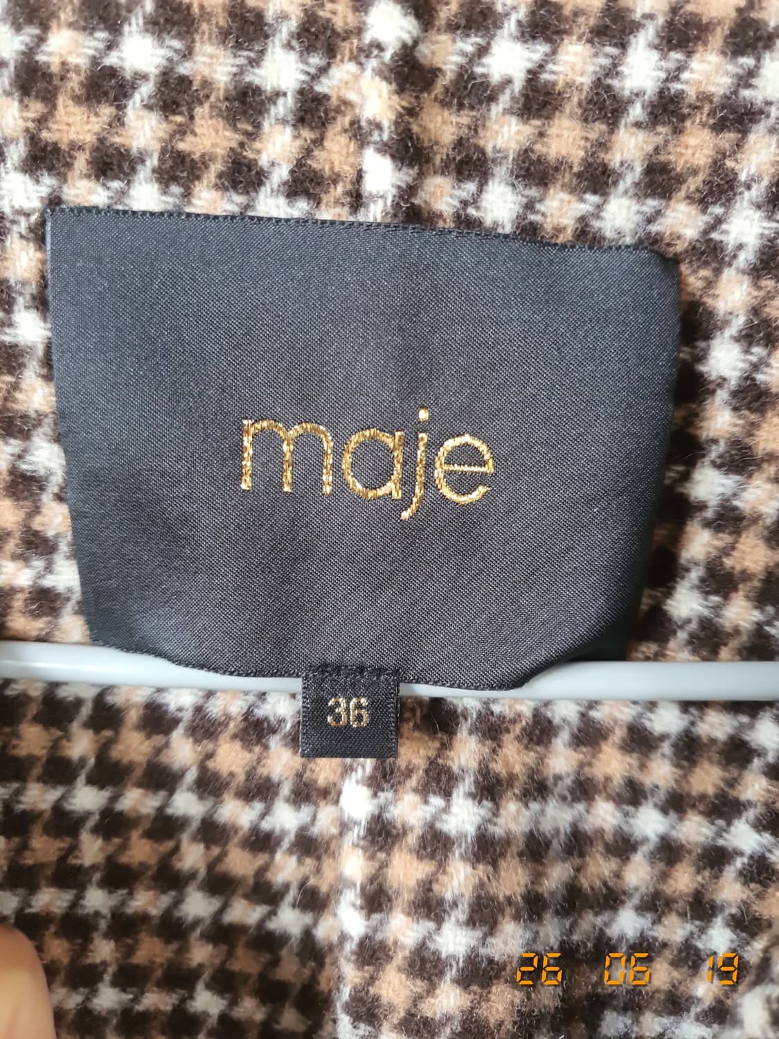 maje(마쥬)정품 체크 롱 코트36 브라운 상품이미지5