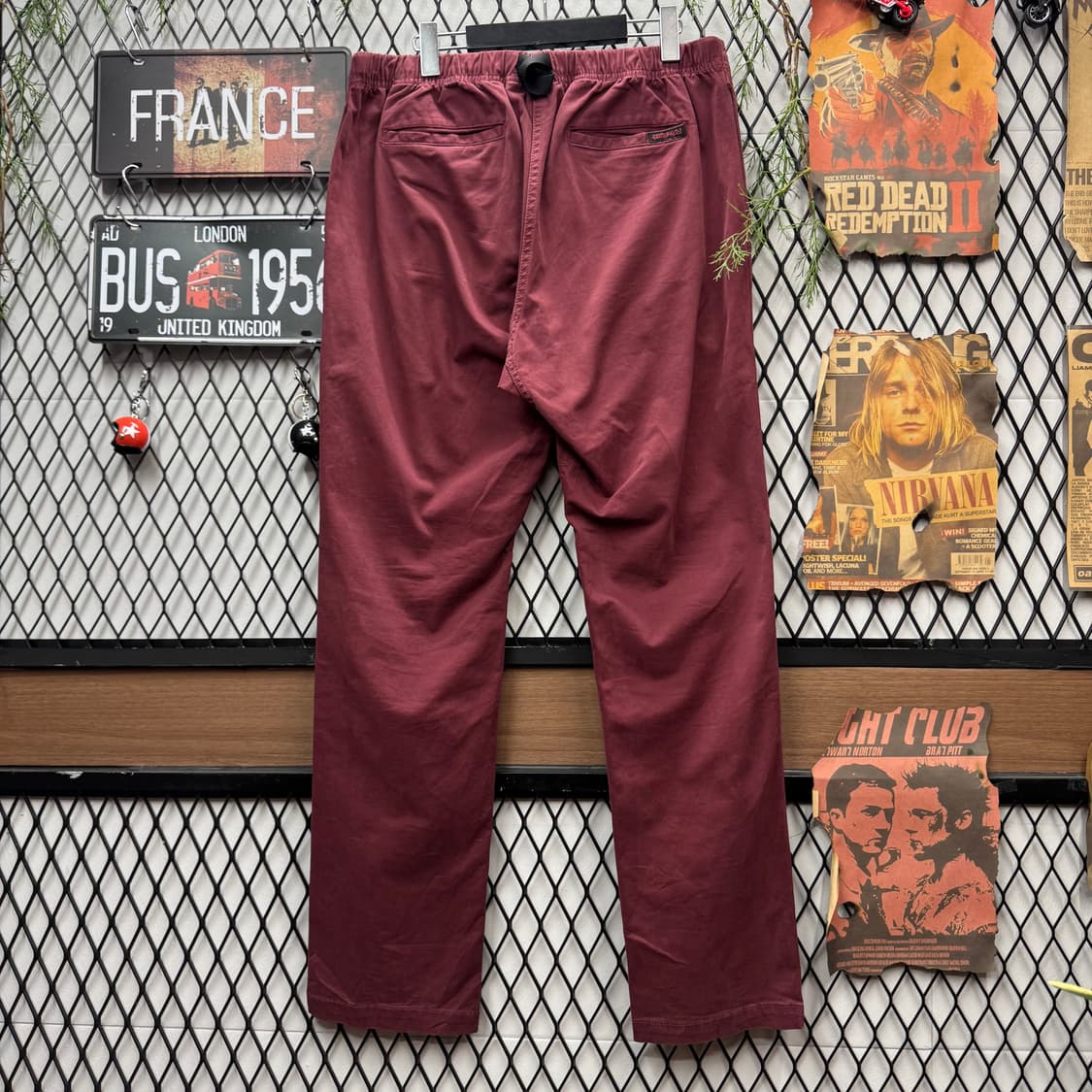90s 그라미치 코튼 치노 팬츠 벨트 로고 포인트 버건디 상품이미지2