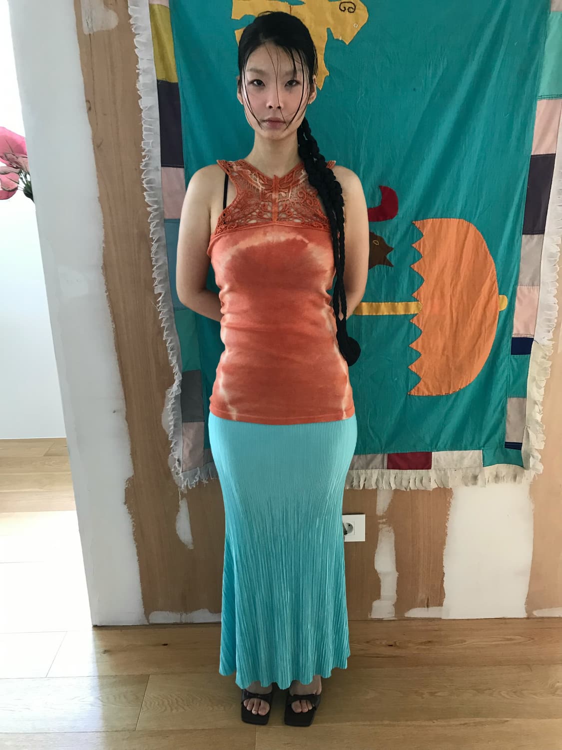 vintage orange lace sleeveless 상품이미지2