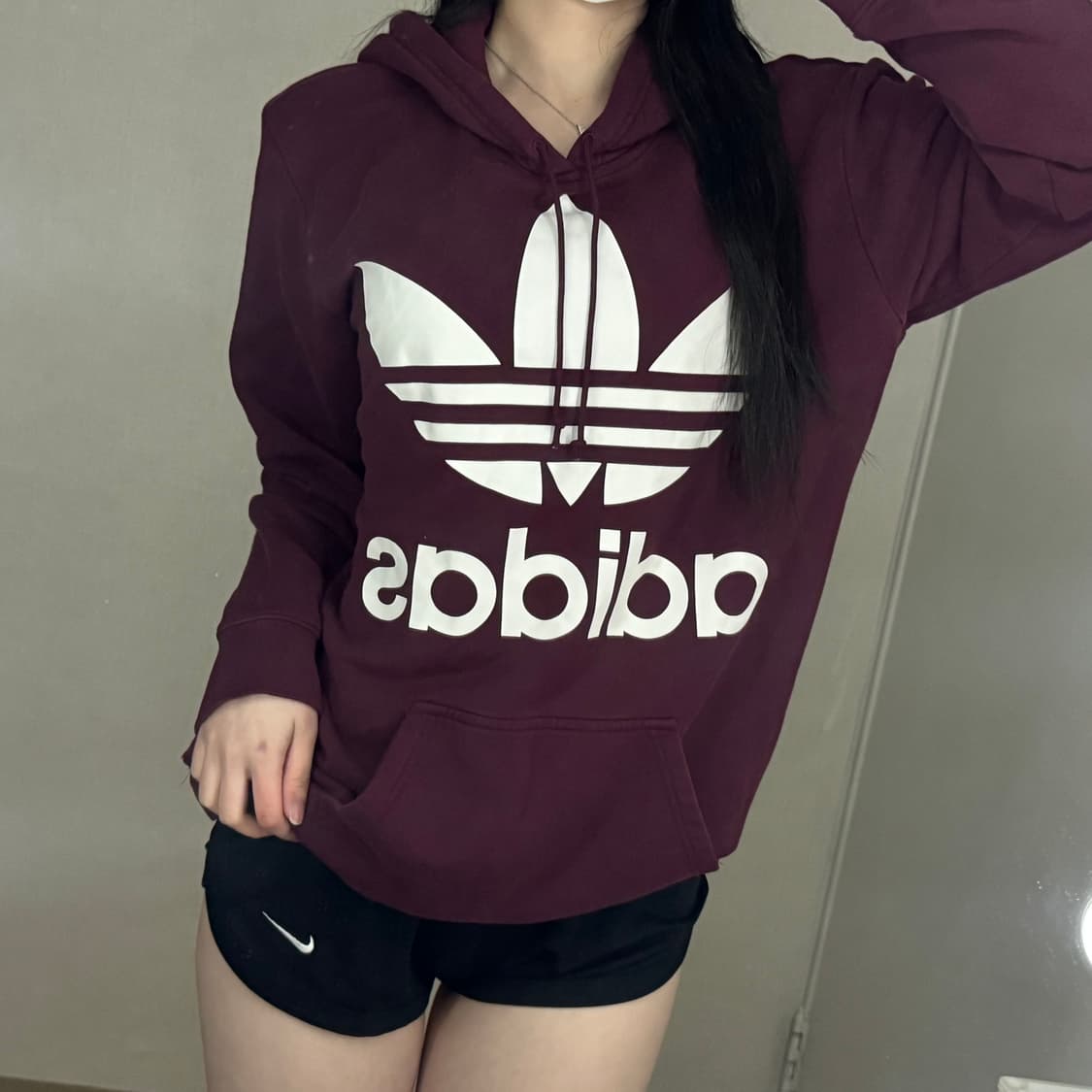 아디다스 불꽃 파이어버드 버건디 후드티 상품이미지2