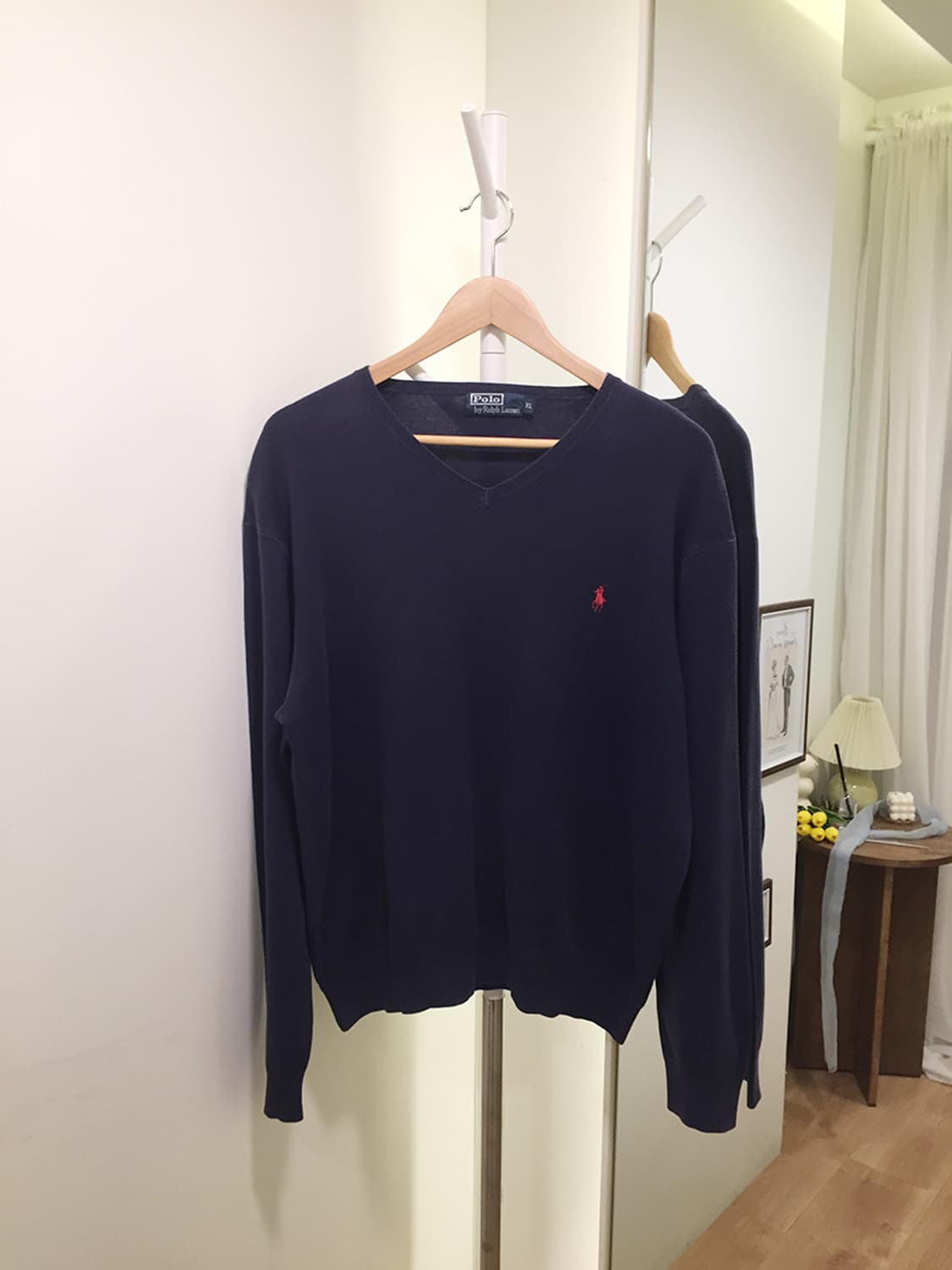 공용 폴로 V넥 니트 100 상품이미지4