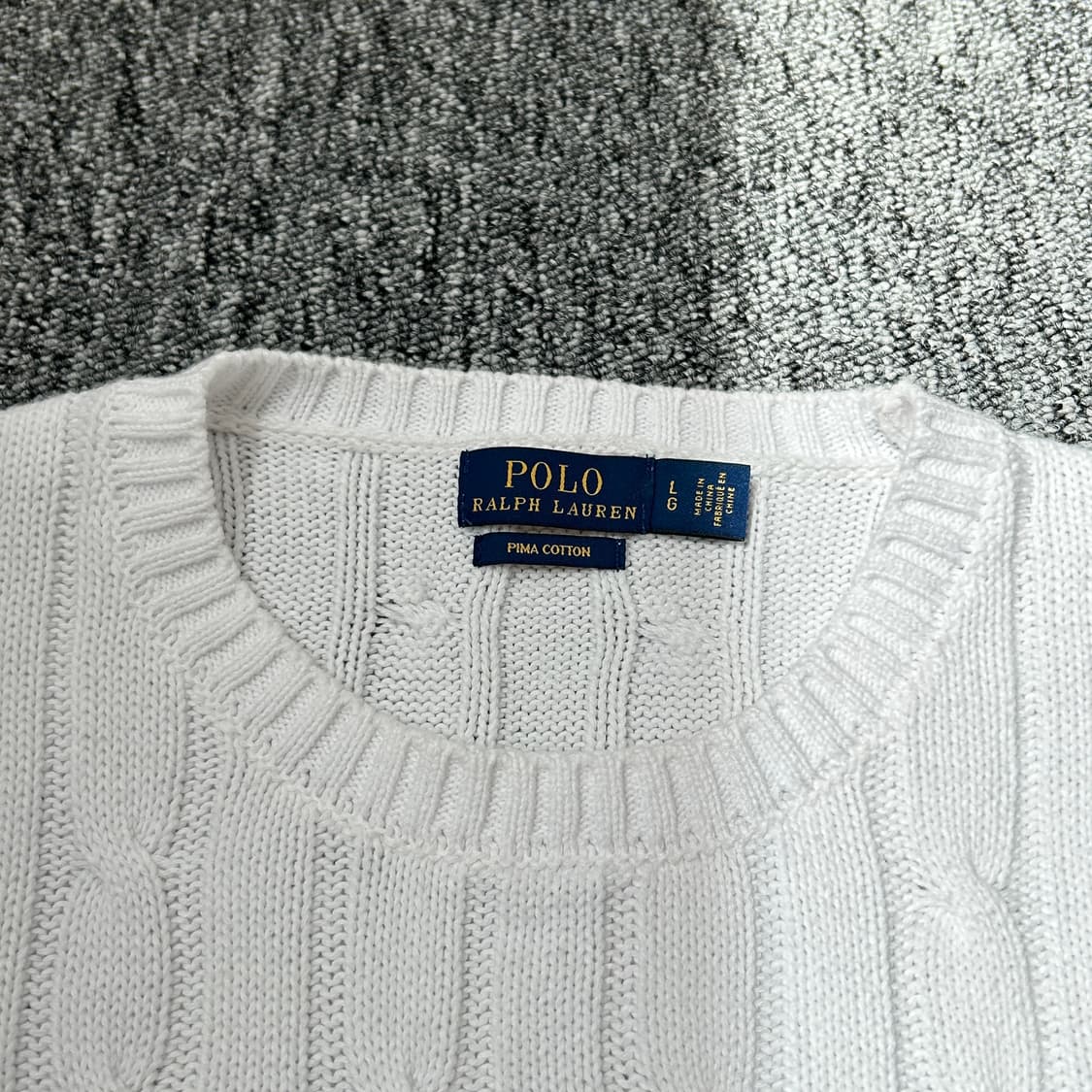 폴로 랄프로렌 케이블 화이트 니트 반팔 상품이미지4
