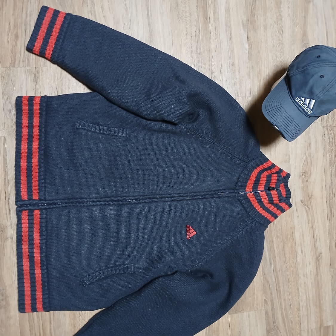 올드스쿨 아디다스 adidas 니트 누빔 점퍼 집업 자켓 패딩 상품이미지3