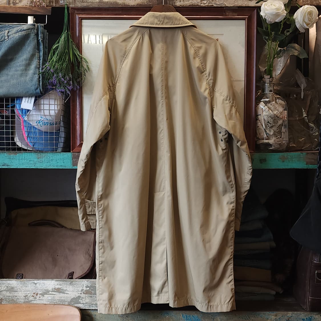 폴로 트렌치코트 베이지 레더 트림 싱글 트렌치 xl 상품이미지3