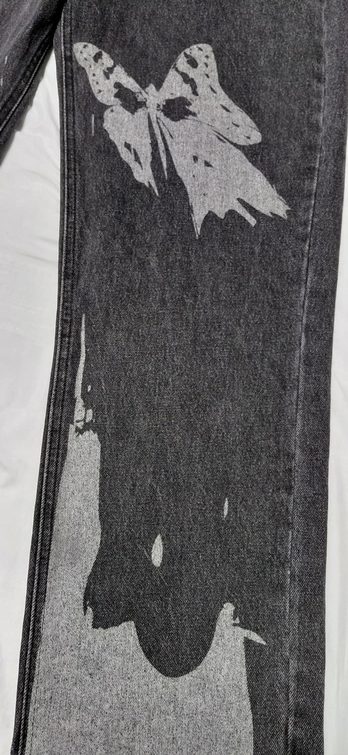 [M] 네스티팬시클럽 나비 그래픽 블리치 와이드 데님 팬츠 상품이미지4