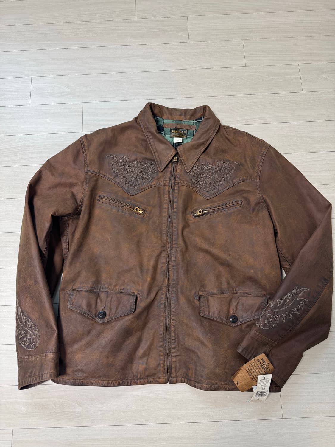 더블알엘 임브로이드 가죽자켓 XL사이즈 새상품 판매합니다. 상품이미지1