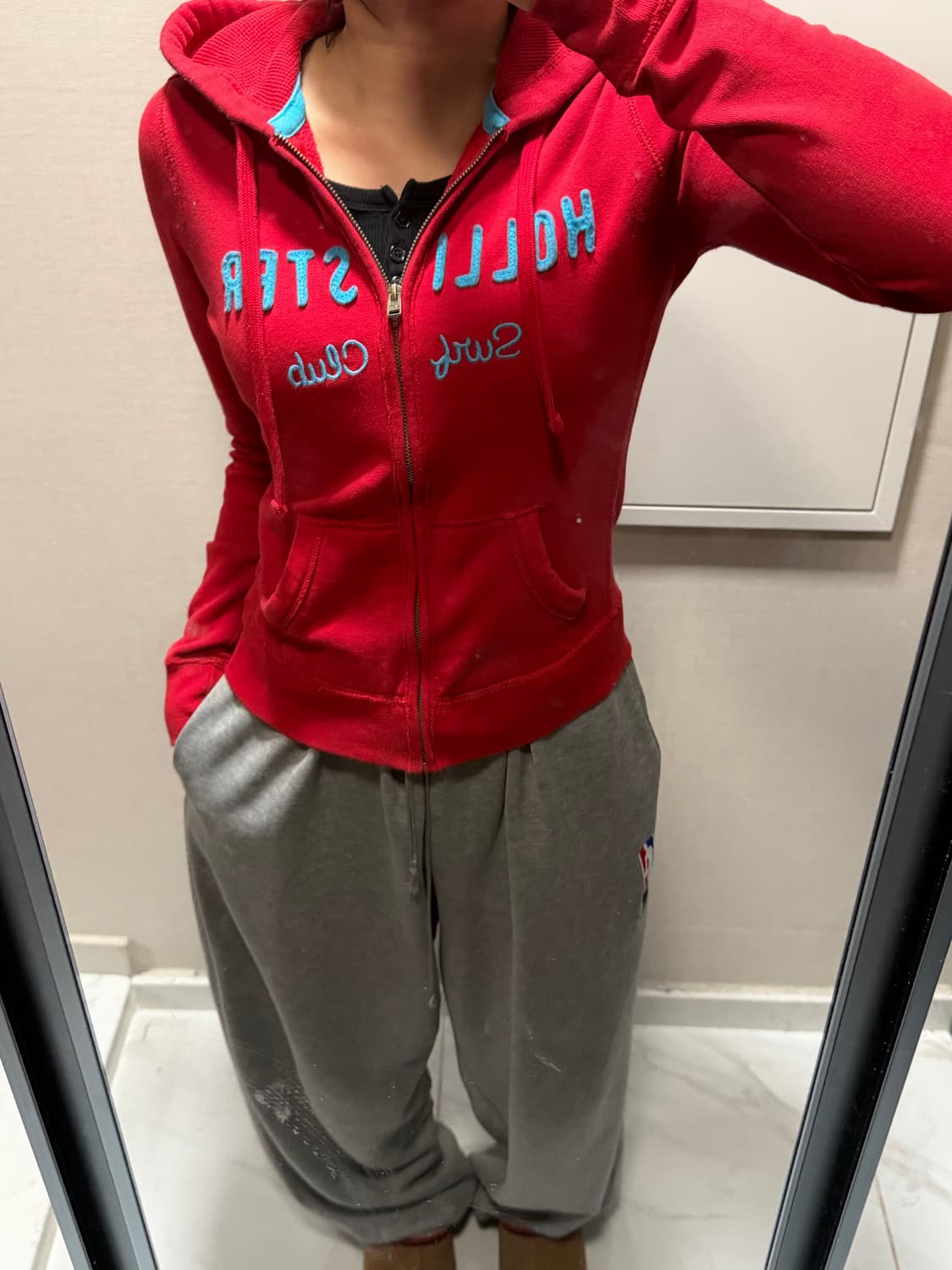 홀리스터 레드 후드집업 s 상품이미지1