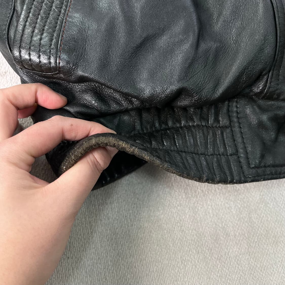 100 아메리칸 빈티지 90s 투웨이 퍼카라 가죽 자켓  상품이미지7