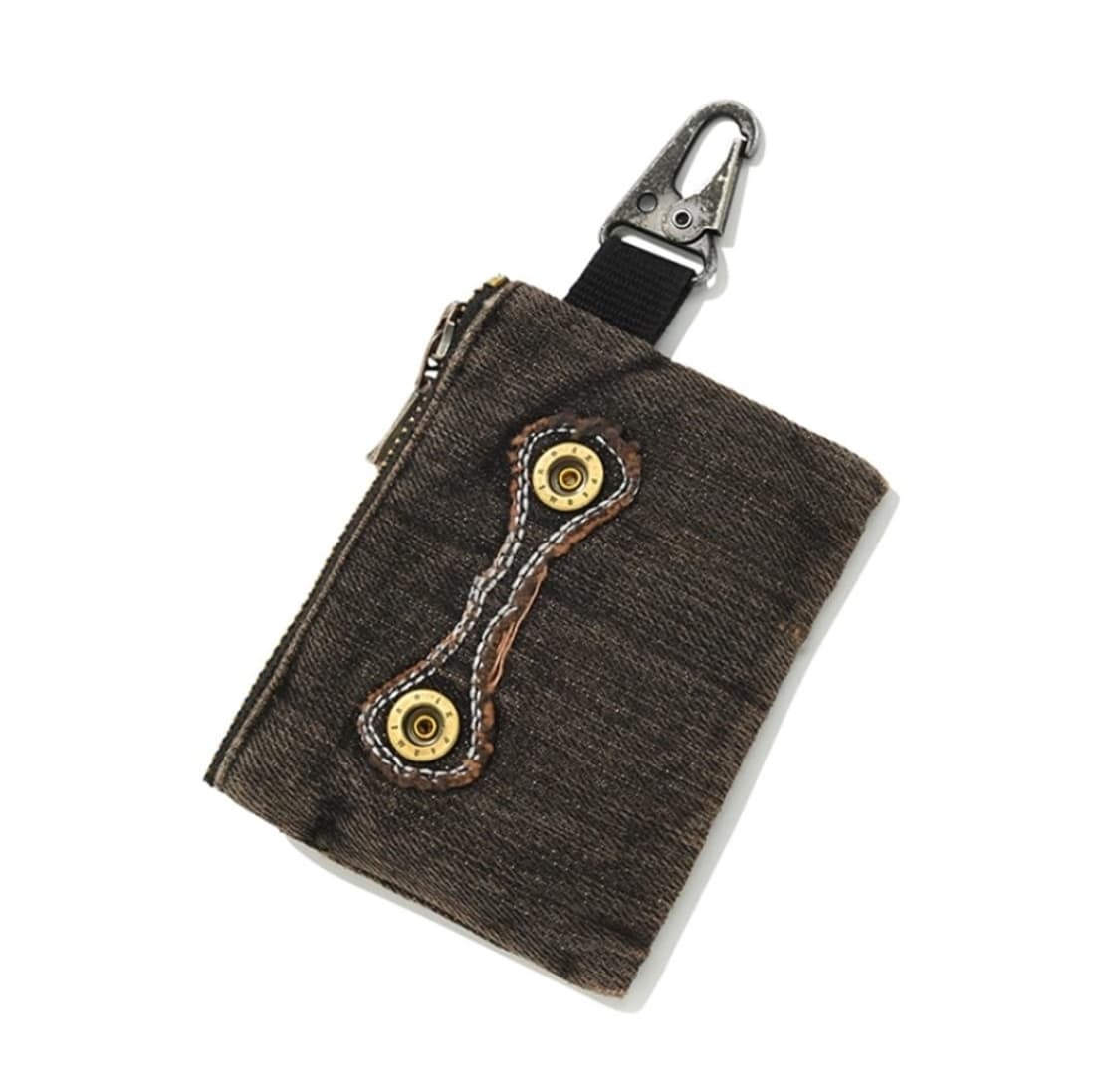 카락터 패치워크 데님 카드 월렛 키링 지갑 키링 상품이미지1