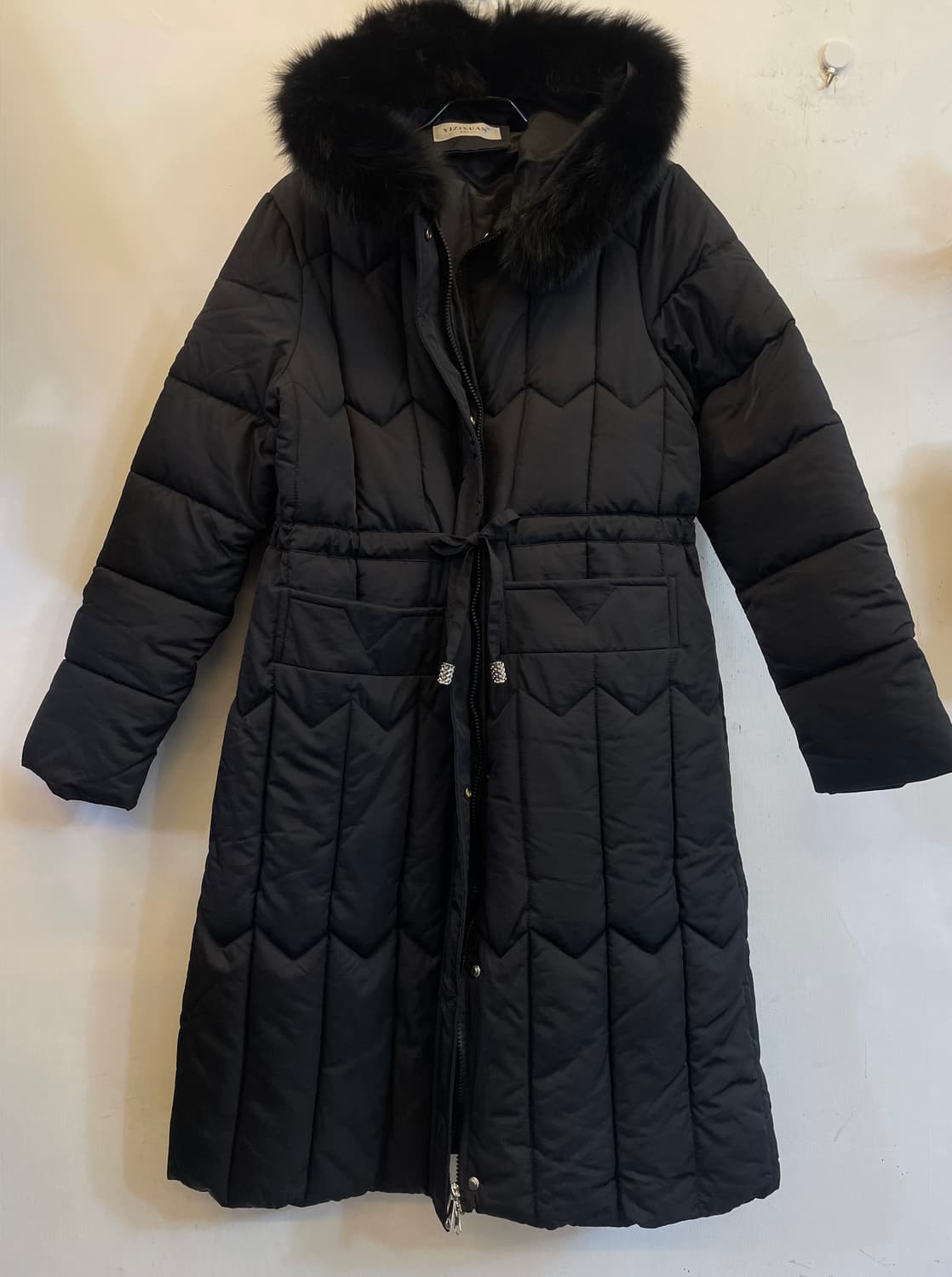 수입 허리스트링 폭스퍼 퀼팅롱패딩:) 여성롱패딩 상품이미지2