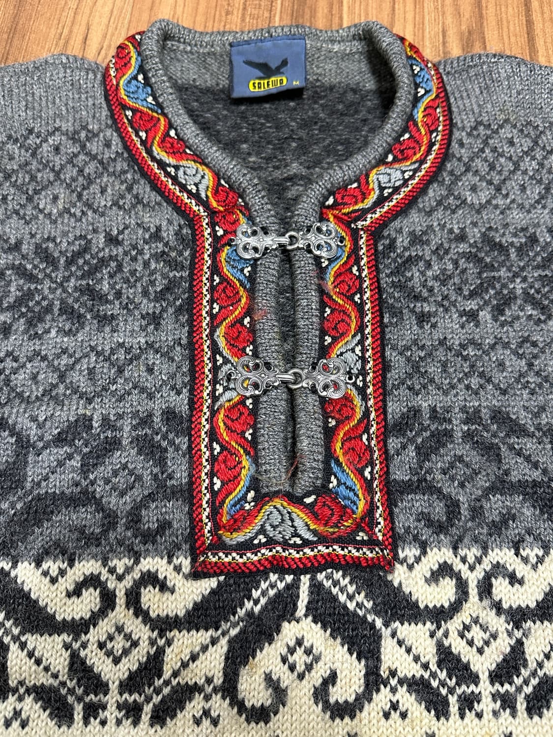 노르웨이산 빈티지 헤비울 노르딕 니트 스웨터 M 상품이미지4