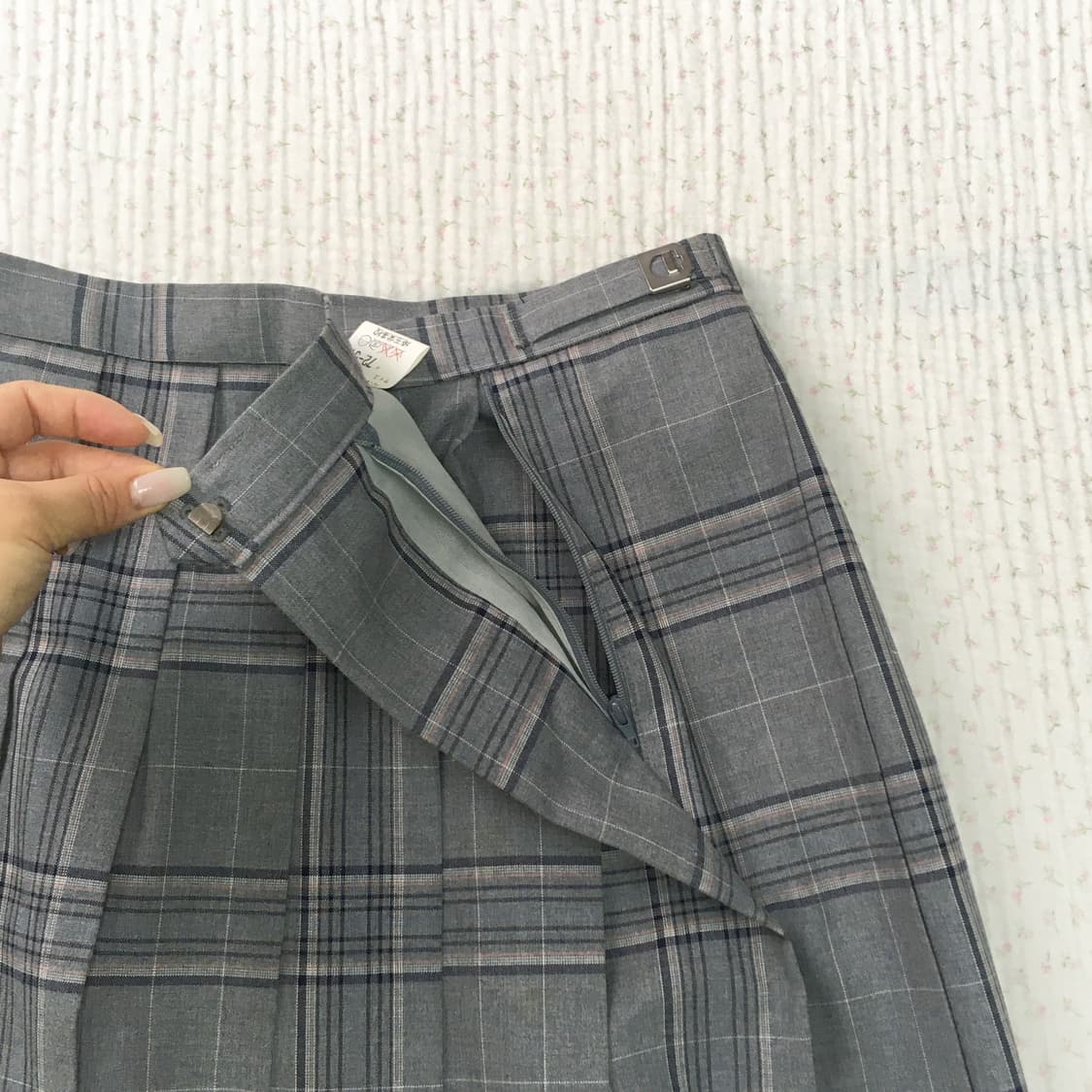 JPN/ 그레이플리츠스커트 미디스커트 미디플리츠스커트 그레이체크스커트 상품이미지6