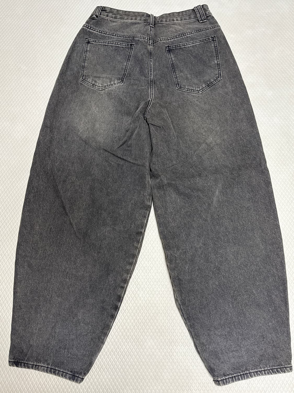 벌룬핏 워싱 와이드 데님팬츠 빈티지 블랙 상품이미지2