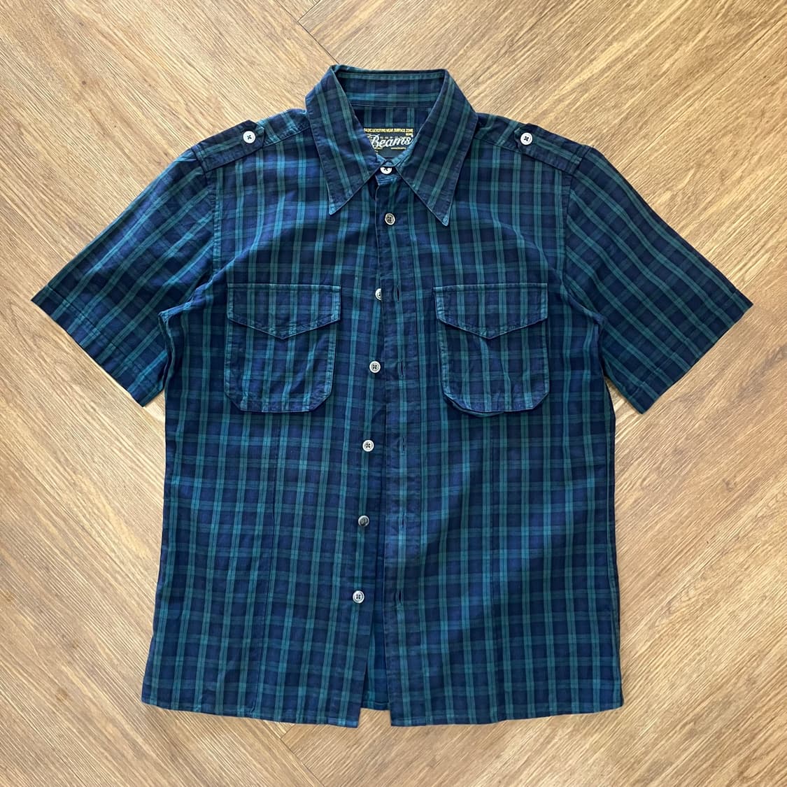 N41 빔즈 체크 반팔셔츠 상품이미지1