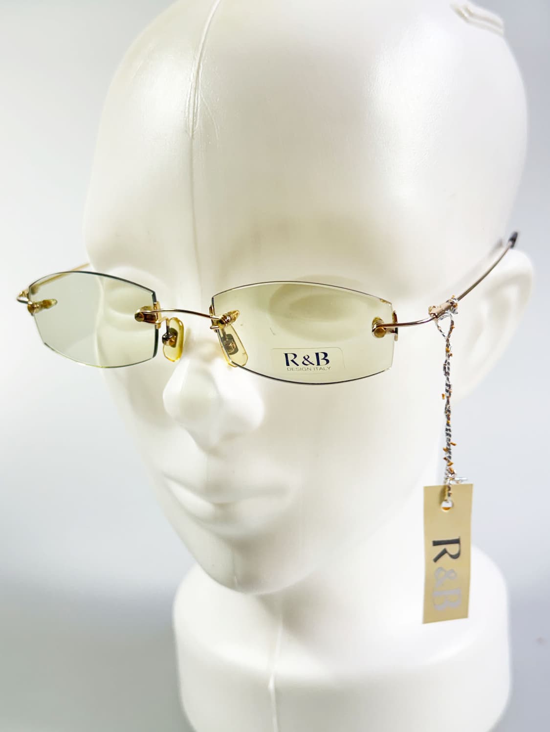 R&B EYEWEAR 무테 스퀘어 골드 메탈 빈티지 틴트 안경 상품이미지8