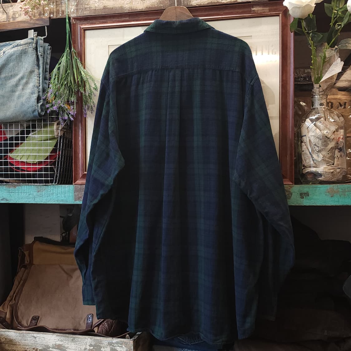 90s 엘엘빈 체크셔츠 플란넬 셔츠 헤비코튼 빅셔츠 블랙와치 xxl 상품이미지4