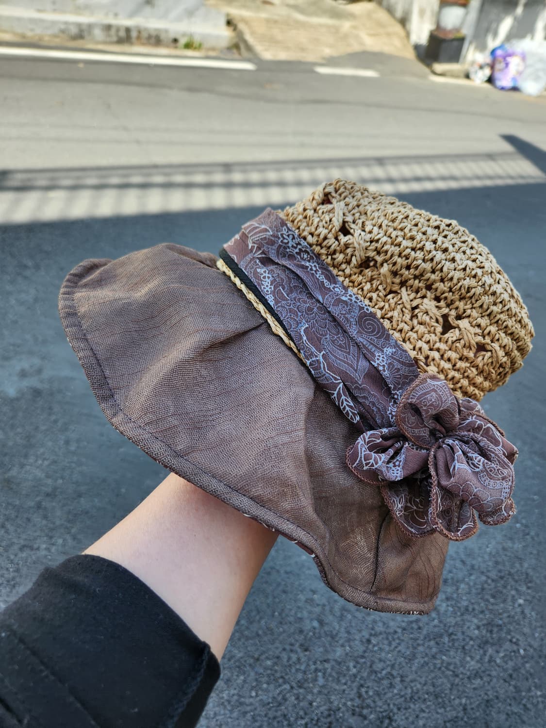 브라운 챙 밀짚모자 패션모자 상품이미지2