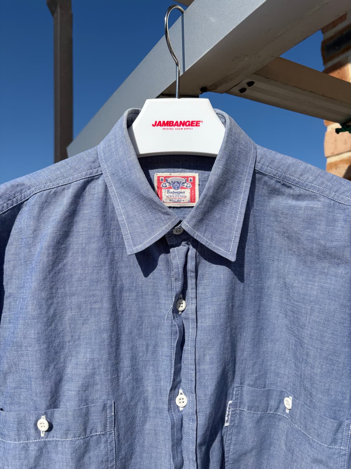 80-90s 버드와이저 샴브레이 워크 셔츠 MADE IN JAPAN 상품이미지2