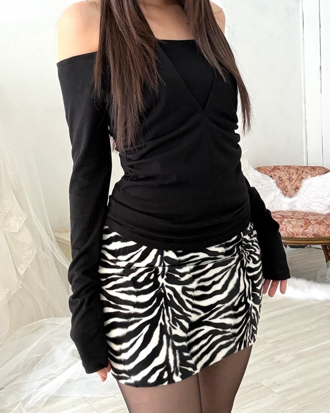 Zebra patterned mini skirt  상품이미지1