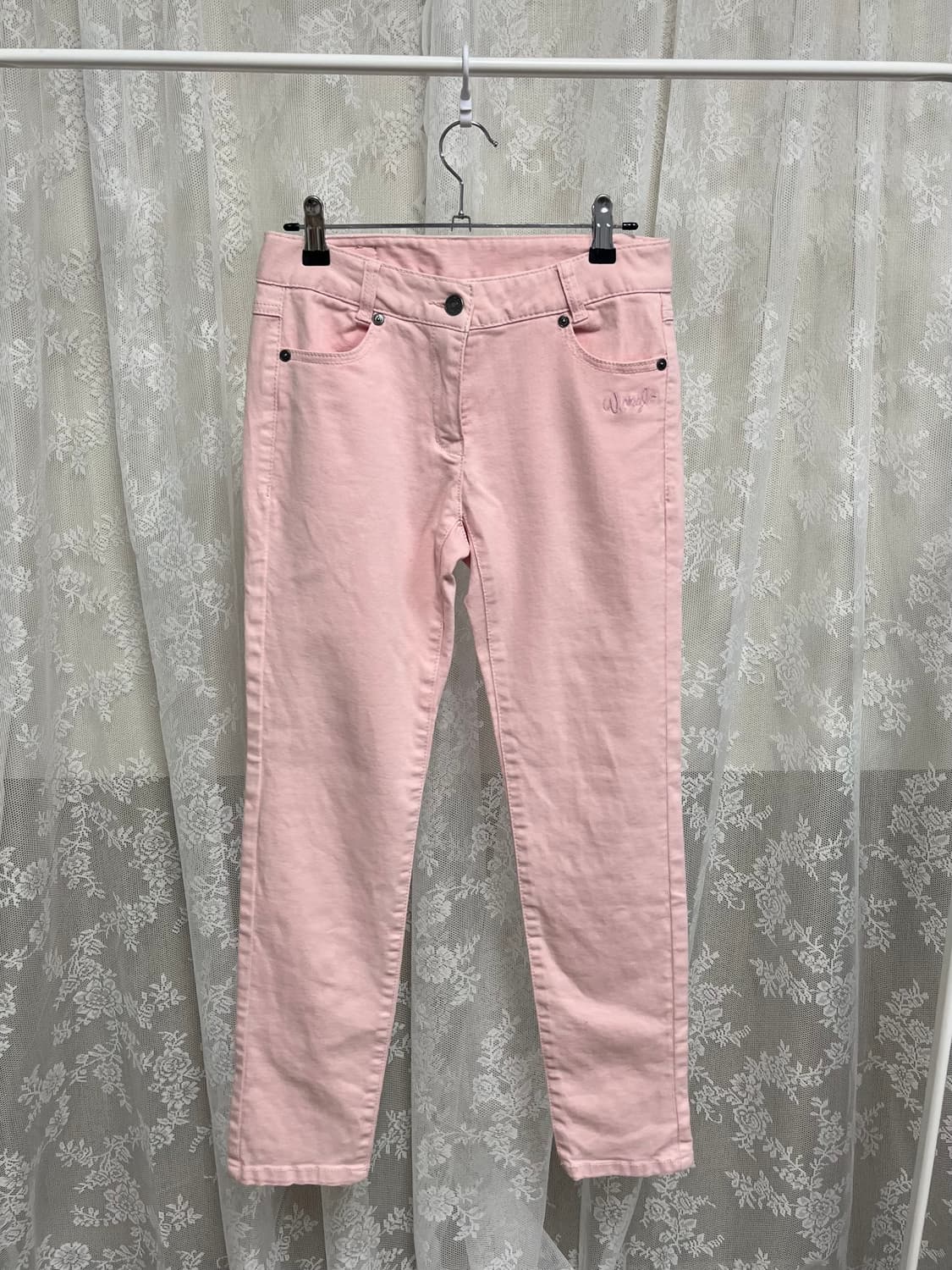 67-94) 와이드앵글 데님 팬츠 핑크 상품이미지1