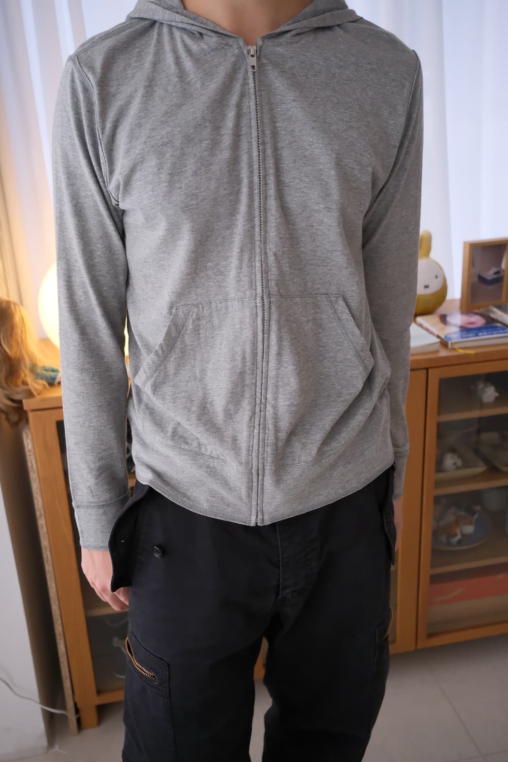 Exposed seam hood zip-up 상품이미지1