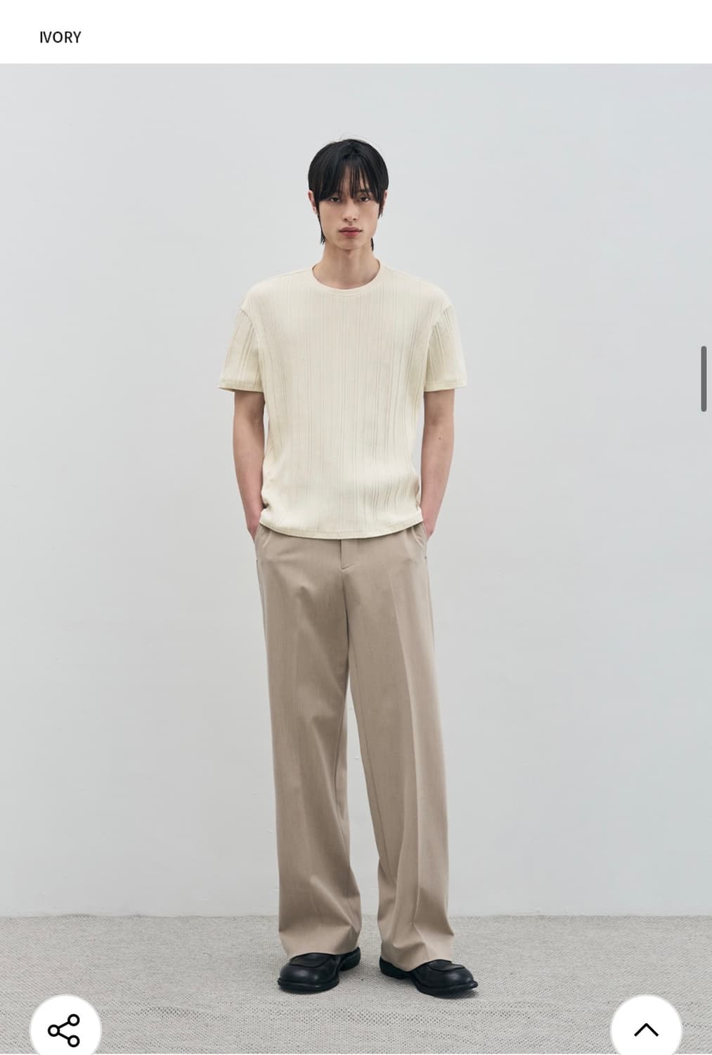 (XL)드로우핏 만재 콜라보 리브드 라운드 하프 티셔츠 IVORY 반팔 상품이미지6