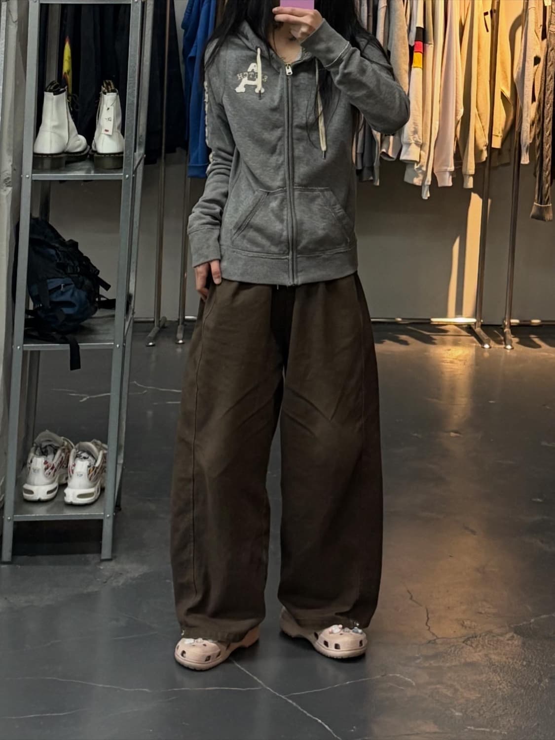 아베크롬비 사이드 패치로고 그레이 후드집업 A2883 상품이미지1