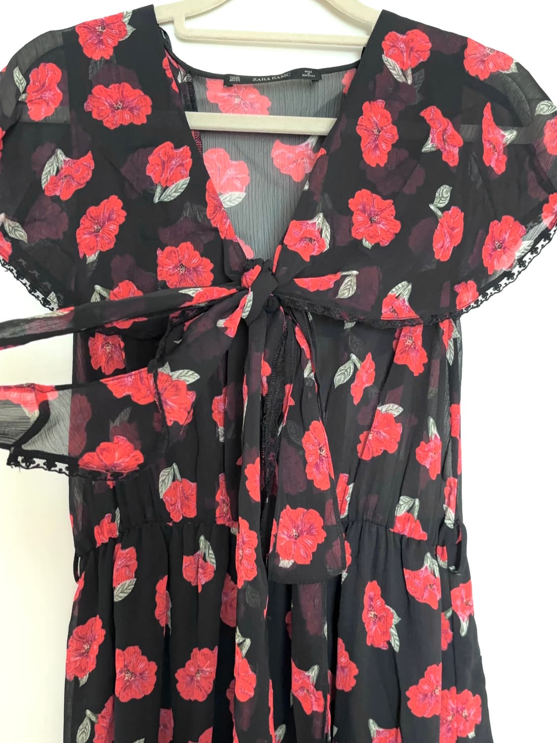 zara 자라 레드 플라워패턴 미니 쉬폰 원피스 상품이미지6