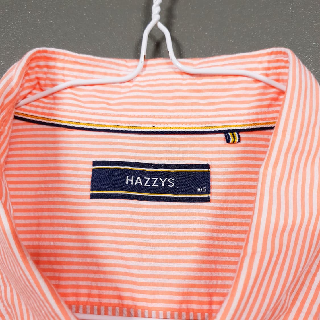 XL) 헤지스 신형 22ss 버튼다운 스트라이프 캐주얼 코튼 반팔 셔츠 상품이미지7