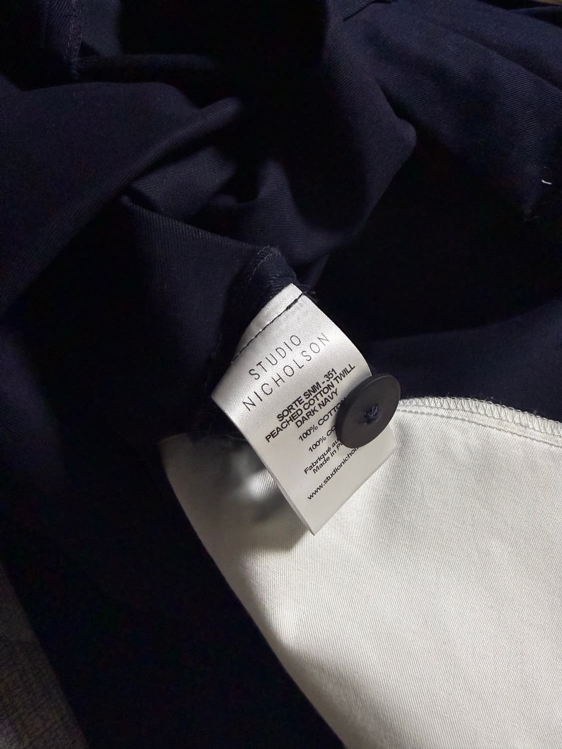 스튜디오 니콜슨 소르테 코튼 와이드 팬츠 네이비 (M) 상품이미지7