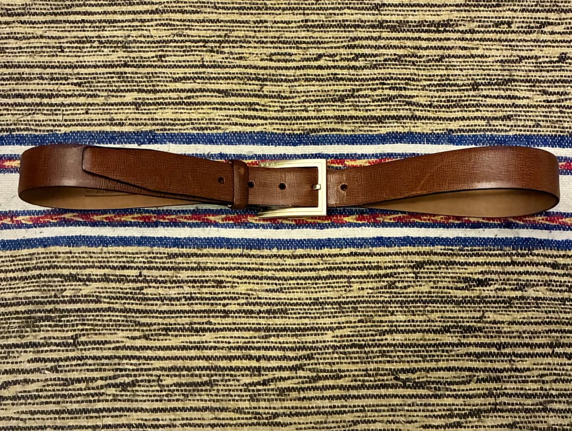 (32~36)Tumi 투미 골드 버클 클래식 레더 가죽벨트 브라운 상품이미지1