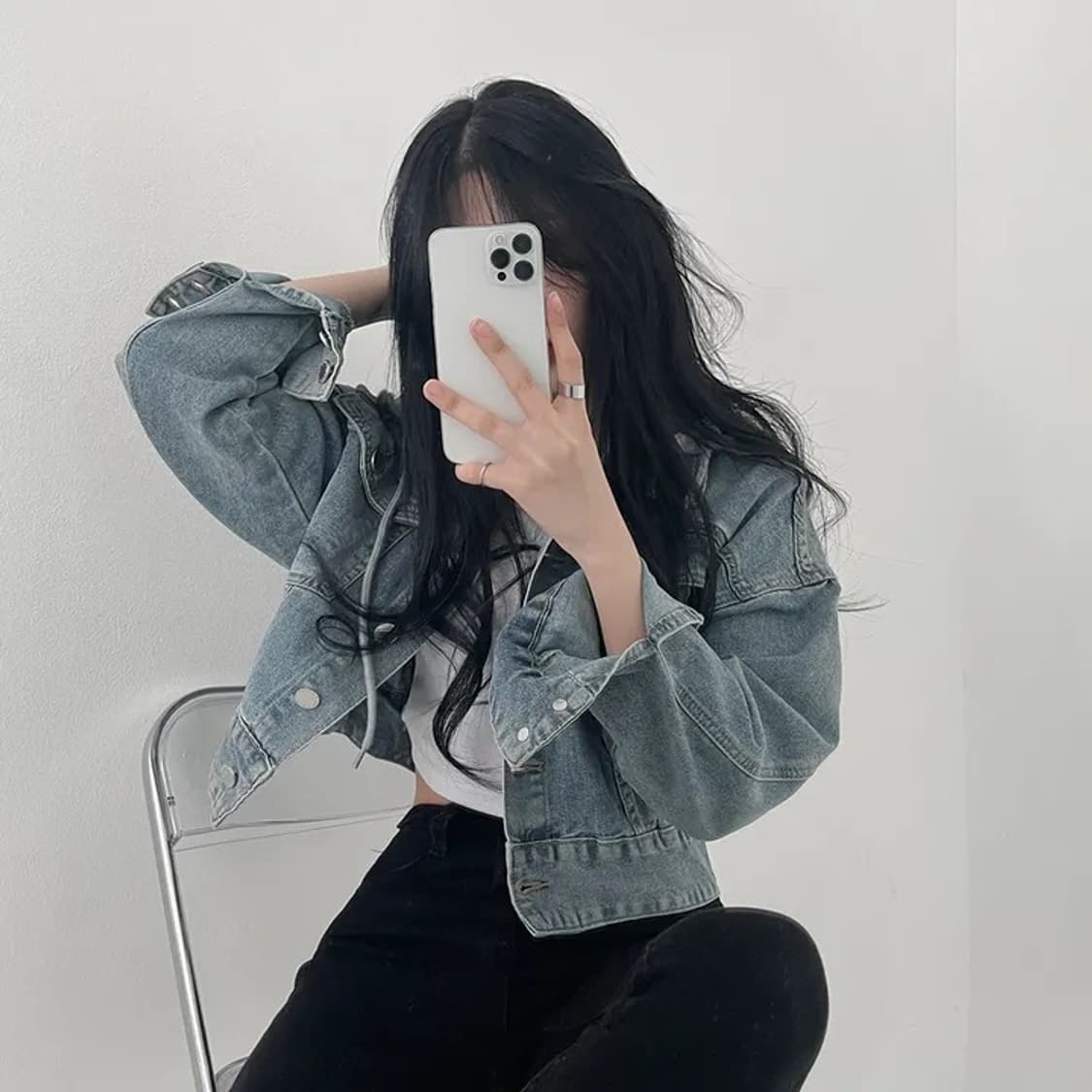 기분 따라 [후드탈부착!] 오버핏 크롭 청자켓 상품이미지7